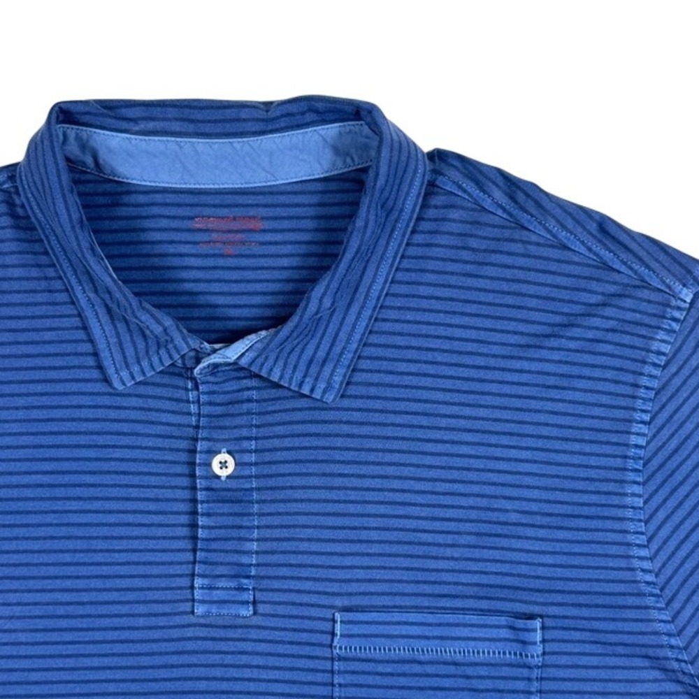 Vineyard Vines Mens XXL Blue Striped Pima Cotton Short Sleeve Pocket Polo Shirt